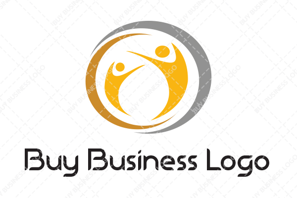 Circle Abstract within it Two Happy Individuals Logo